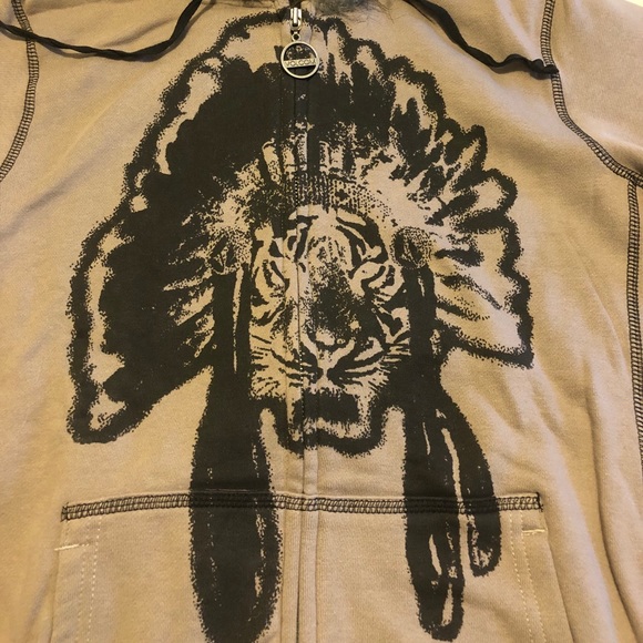 New Volcom Tiger Printed Fur Hooded Zip Up Jacket - Picture 2 of 5